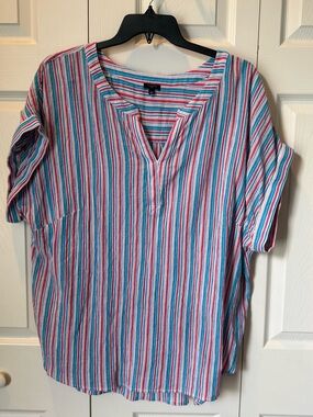 # Talbots 3X Cotton Gauze Striped Top